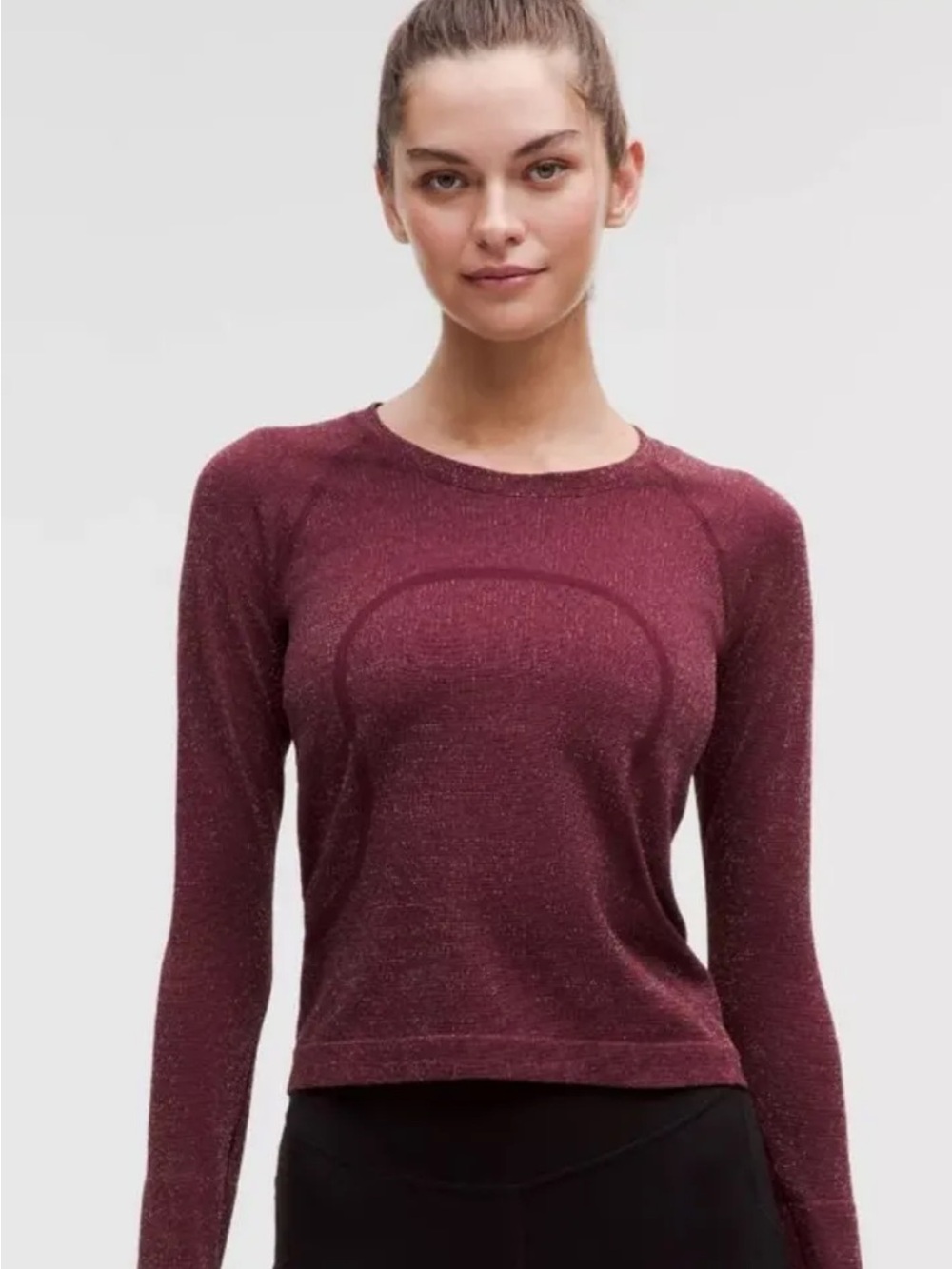 lululemon athletica swiftly tech Long Sleeve Crew Tee in Wine